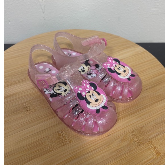 Minnie Mouse Size 9 Girls Toddler Jelly Fisherman Glitter Pink Sandals Shoes - Picture 2 of 10